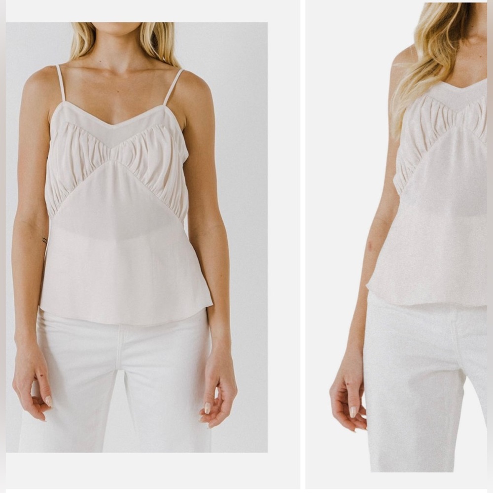 Sheer insert cami top - cream
